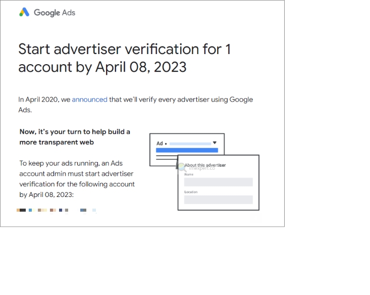 What is required to complete a Google Ads account verification?